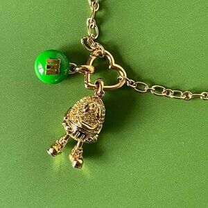 Kate Spade M&M Statement Pendant Necklace Green Peanut Gold Novelty Box Gift